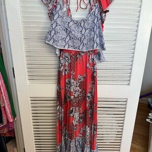 Floral and Snakeskin Maxi Dress Anthropologie